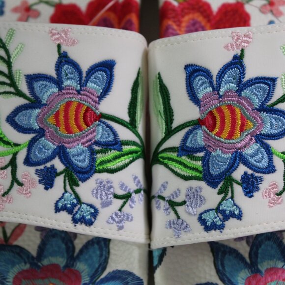 NWT Johnny Was Biya JWLA Embroidered Rumba Slide Slide Pool Sandals Slip Ons 10 - Picture 4 of 7